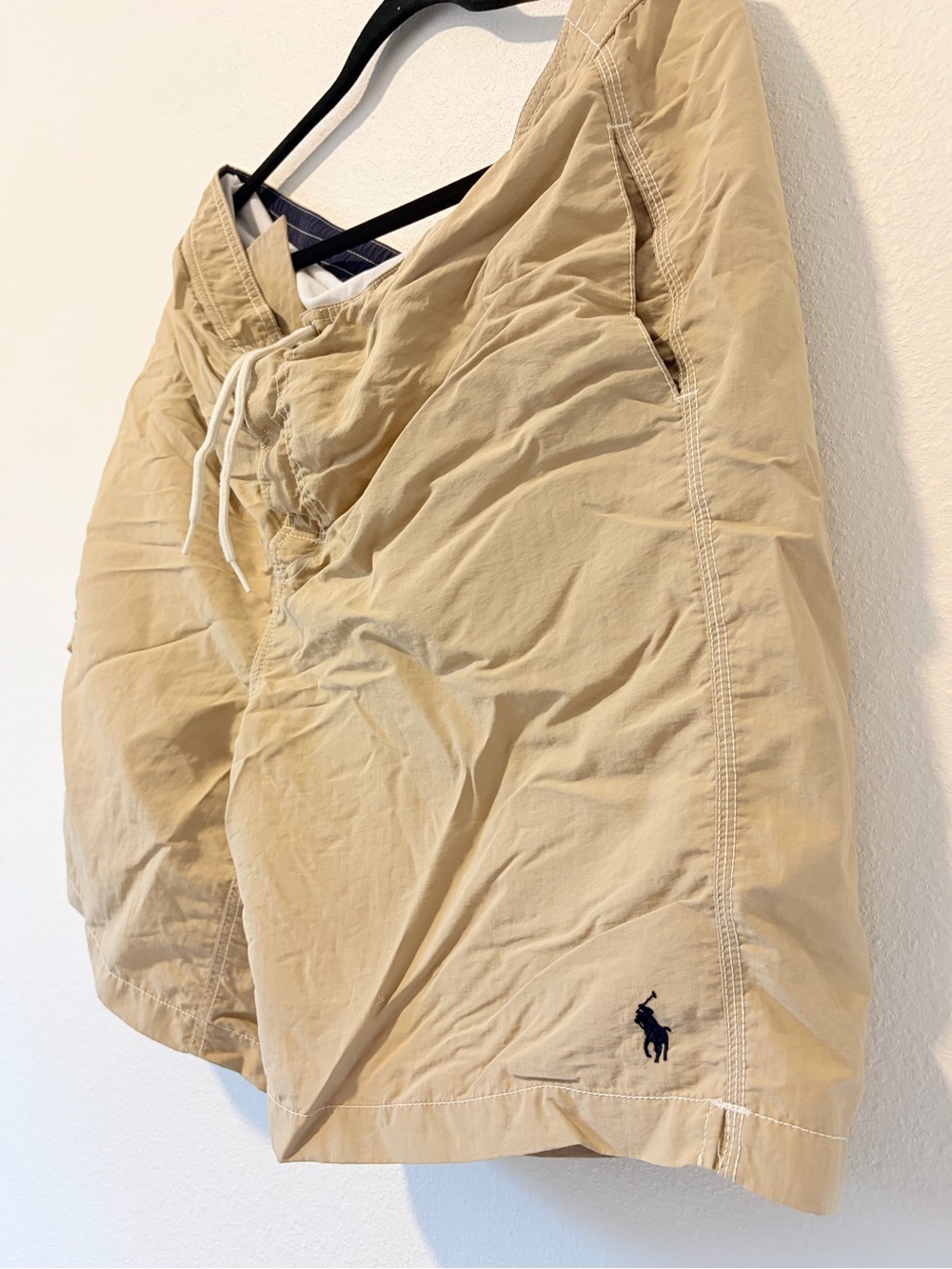 Polo Ralph Lauren Mens Swim Trunks XL Tan Cargo Board Shorts Mesh Lined Beige - Picture 3 of 6